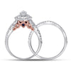 14kt White Gold Womens Pear Diamond Bridal Wedding Engagement Ring Band Set 1.00 Cttw (Certified)