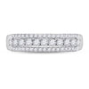 14kt White Gold Womens Round Diamond Classic Anniversary Band Ring 1/2 Cttw