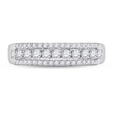 14kt White Gold Womens Round Diamond Classic Anniversary Band Ring 1/2 Cttw