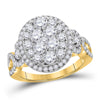 14kt Yellow Gold Womens Round Diamond Right Hand Cluster Ring 1-1/2 Cttw