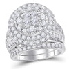 14kt White Gold Womens Princess Diamond Bridal Wedding Engagement Ring Band Set 3.00 Cttw