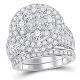 14kt White Gold Womens Princess Diamond Bridal Wedding Engagement Ring Band Set 3.00 Cttw