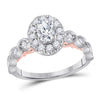 14kt Two-tone Gold Womens Oval Diamond Solitaire Bridal Wedding Engagement Ring 3/4 Cttw (Certified)