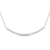 14kt White Gold Womens Round Diamond Curved Bar Necklace 3/4 Cttw