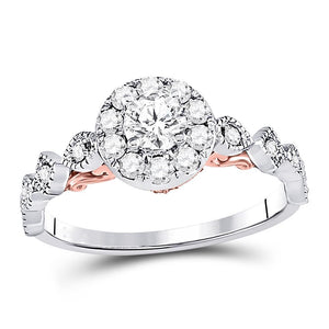 14kt Two-tone Gold Womens Round Diamond Solitaire Bridal Wedding Engagement Ring 3/4 Cttw (Certified)