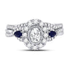 14kt White Gold Womens Oval Diamond Bridal Wedding Engagement Ring Band Set 1.00 Cttw (Certified)