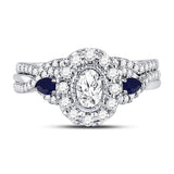 14kt White Gold Womens Oval Diamond Bridal Wedding Engagement Ring Band Set 1.00 Cttw (Certified)