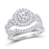 14kt White Gold Womens Round Diamond Bridal Wedding Engagement Ring Band Set 2.00 Cttw (Certified)