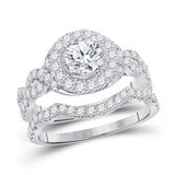 14kt White Gold Womens Round Diamond Bridal Wedding Engagement Ring Band Set 2.00 Cttw (Certified)