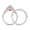 14kt Two-tone Gold Womens Round Diamond Bridal Wedding Engagement Ring Band Set 5/8 Cttw (Certified)