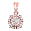 14kt Rose Gold Womens Round Diamond Halo Cluster Pendant 1/4 Cttw
