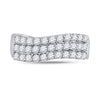 14kt White Gold Womens Round Diamond Contoured Triple Row Band Ring 1.00 Cttw