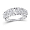 14kt White Gold Womens Round Diamond Oval Cluster Band Ring 3/4 Cttw