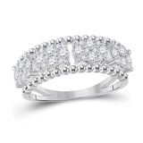 14kt White Gold Womens Round Diamond Oval Cluster Band Ring 3/4 Cttw