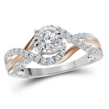 14kt Two-tone Gold Womens Round Diamond Solitaire Bridal Wedding Engagement Ring 1/2 Cttw (Certified)