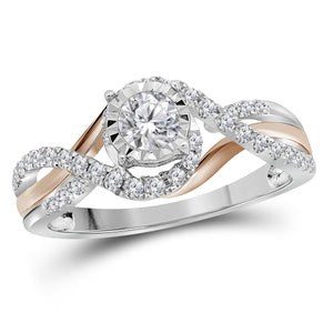 14kt Two-tone Gold Womens Round Diamond Solitaire Bridal Wedding Engagement Ring 1/2 Cttw (Certified)