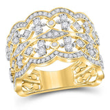 14kt Yellow Gold Womens Round Diamond Modern Geometric Band Ring 1.00 Cttw