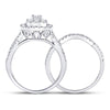 14kt White Gold Womens Round Diamond Bridal Wedding Engagement Ring Band Set 1.00 Cttw (Certified)