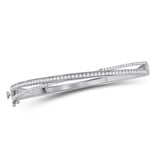 14kt White Gold Womens Round Diamond Fashion Bangle Bracelet 1.00 Cttw