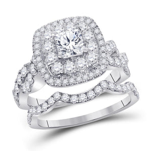 14kt White Gold Womens Princess Diamond Bridal Wedding Engagement Ring Band Set 2.00 Cttw (Certified)