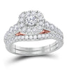 14kt Two-tone Gold Womens Round Diamond Bridal Wedding Engagement Ring Band Set 1.00 Cttw (Certified)