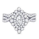 14kt White Gold Womens Marquise Diamond Bridal Wedding Engagement Ring Band Set 2.00 Cttw  (Certified)