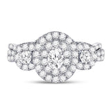 14kt White Gold Womens Oval Diamond Bridal Wedding Engagement Ring Band Set 1.00 Cttw (Certified)