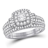 14kt Two-tone Gold Womens Round Diamond Bridal Wedding Engagement Ring Band Set 1-1/3 Cttw (Certified)