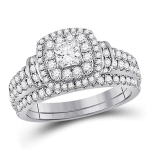 14kt Two-tone Gold Womens Round Diamond Bridal Wedding Engagement Ring Band Set 1-1/3 Cttw (Certified)