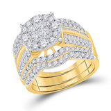 14kt Yellow Gold Womens Princess Diamond Bridal Wedding Engagement Ring Band Set 2-5/8 Cttw