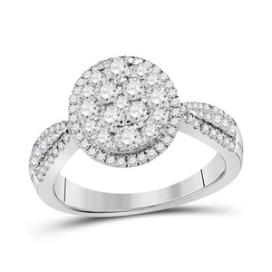 14kt White Gold Womens Round Diamond Right Hand Cluster Ring 1.00 Cttw