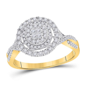 14kt Yellow Gold Womens Princess Diamond Cluster Bridal Wedding Engagement Ring 1/2 Cttw