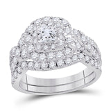 14kt White Gold Womens Princess Diamond Bridal Wedding Engagement Ring Band Set 2.00 Cttw (Certified)