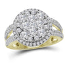 14kt Yellow Gold Womens Round Diamond Right Hand Cluster Ring 1-3/4 Cttw