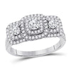 14kt White Gold Womens Round Diamond 3-stone Bridal Wedding Engagement Ring 1.00 Cttw