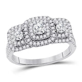 14kt White Gold Womens Round Diamond 3-stone Bridal Wedding Engagement Ring 1.00 Cttw