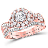 14kt Rose Gold Womens Round Diamond Twist Bridal Wedding Engagement Ring Band Set 1.00 Cttw (Certified)