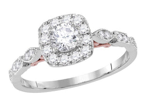 14kt Two-tone Gold Womens Round Diamond Solitaire Bridal Wedding Engagement Ring 3/4 Cttw (Certified)