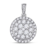 14kt White Gold Womens Round Diamond Halo Cluster Pendant 1.00 Cttw