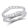 14kt White Gold Womens Round Diamond Wrap Ring Guard Enhancer 3/4 Cttw