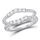 14kt White Gold Womens Round Diamond Wrap Ring Guard Enhancer 3/4 Cttw