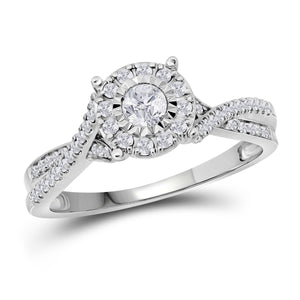 14kt White Gold Womens Round Diamond Solitaire Bridal Wedding Engagement Ring 1/3 Cttw (Certified)