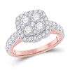 14kt Two-tone Gold Womens Round Diamond Cluster Bridal Wedding Engagement Ring 2.00 Cttw