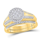 14kt Yellow Gold Womens Princess Diamond Bridal Wedding Engagement Ring Band Set 5/8 Cttw