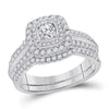 14kt White Gold Womens Round Diamond Bridal Wedding Engagement Ring Band Set 1.00 Cttw (Certified)