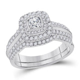 14kt White Gold Womens Round Diamond Bridal Wedding Engagement Ring Band Set 1.00 Cttw (Certified)