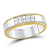 14kt Two-tone Gold His Hers Round Diamond Cluster Matching Bridal Wedding Ring Band Set 1.00 Cttw
