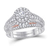 14kt Two-tone Gold Womens Round Diamond Bridal Wedding Engagement Ring Band Set 1.00 Cttw (Certified)