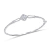 14kt White Gold Womens Princess Diamond Milgrain Bangle Bracelet 3/4 Cttw