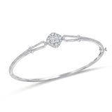 14kt White Gold Womens Princess Diamond Milgrain Bangle Bracelet 3/4 Cttw